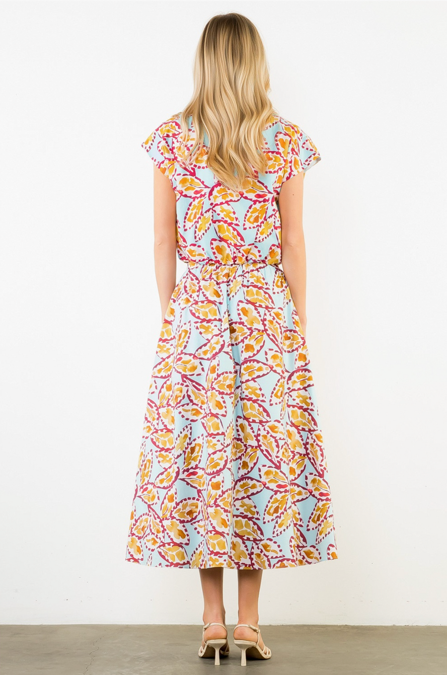 THML Sleeveless Pattern Top with Button Back
