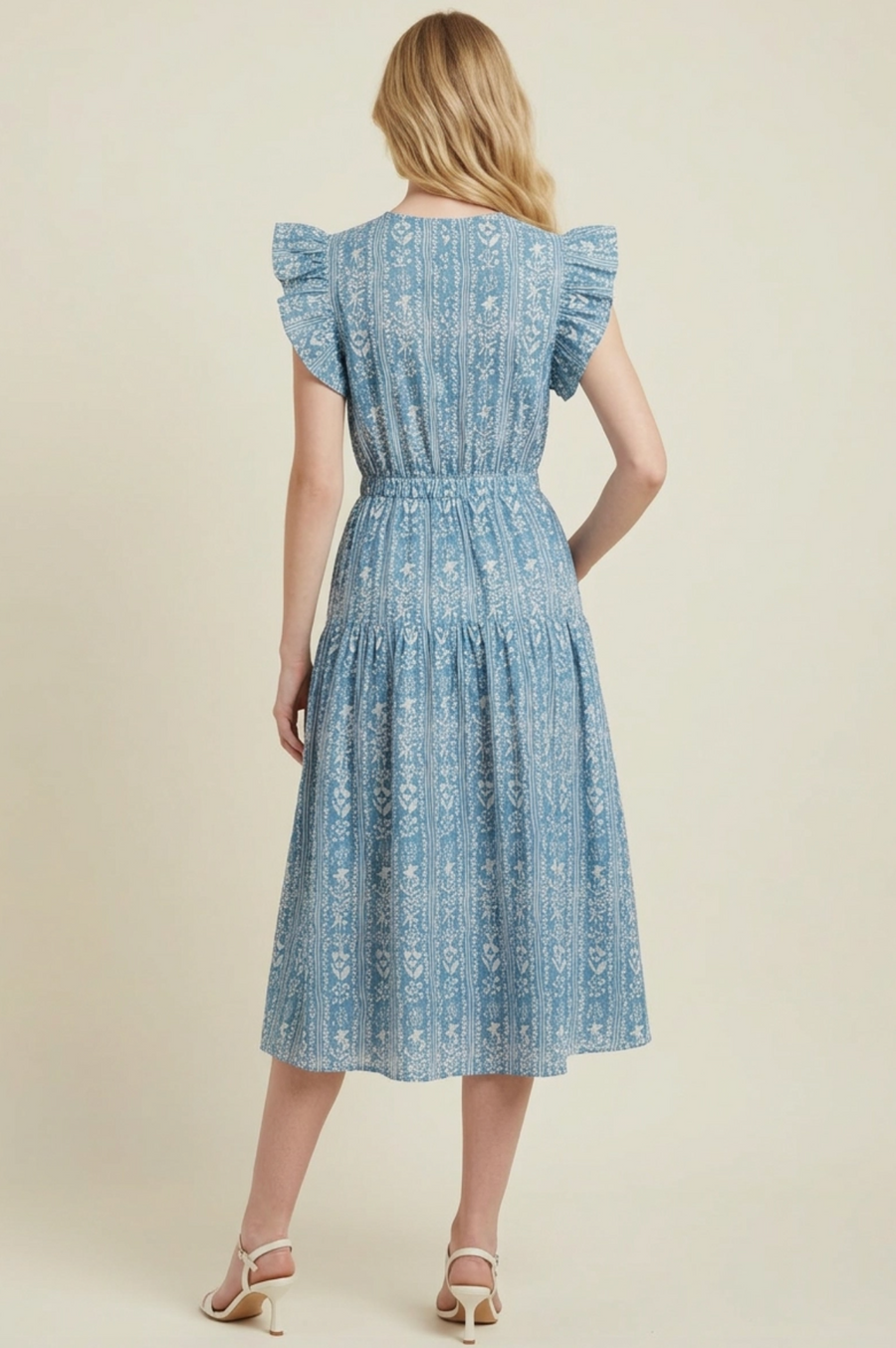 PINCH Floral Print Tiered Midi Dress