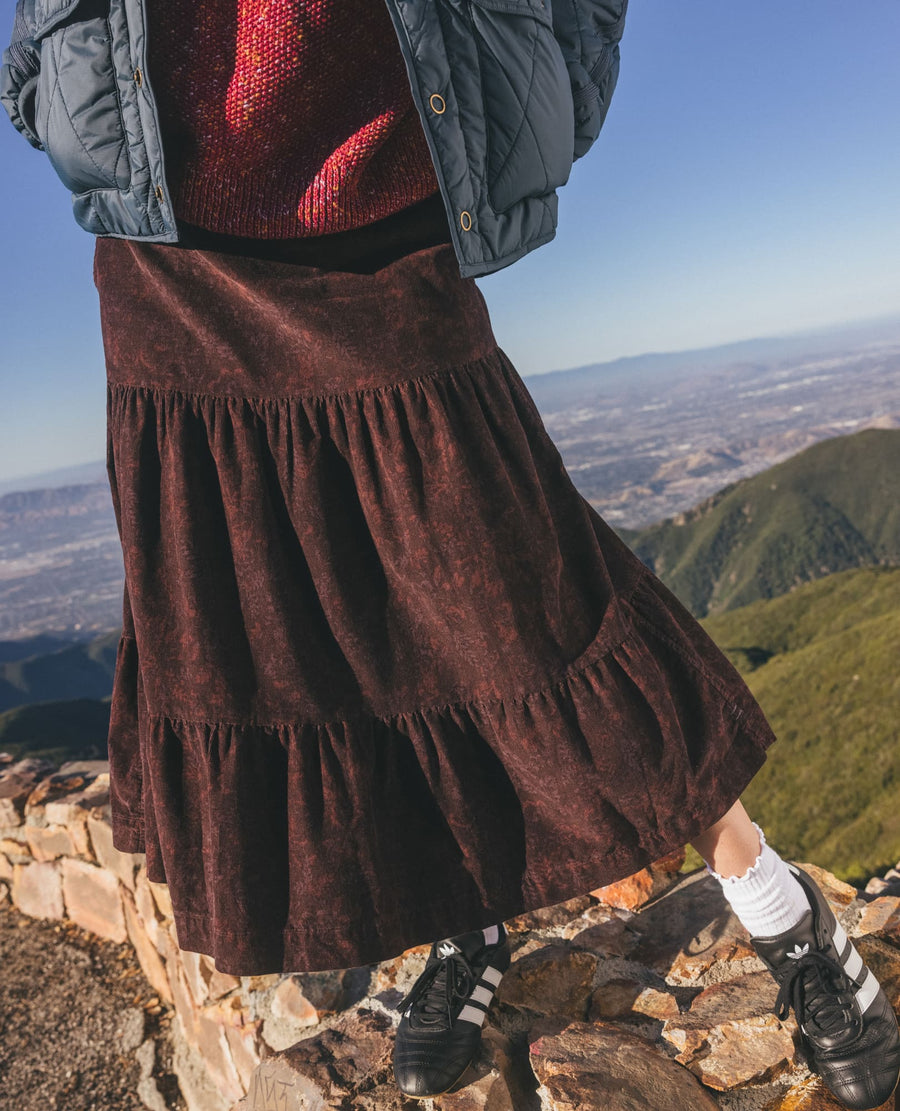 Toad&Co Cattail Corduroy Tiered Midi Skirt