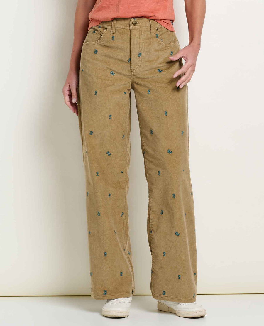 Toad&Co Women's Coaster Cord Embroidered Wide Leg Pant
