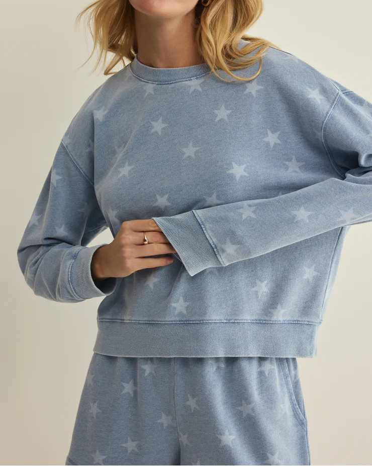 Z Supply Written Stars Denim Sweatshirt
