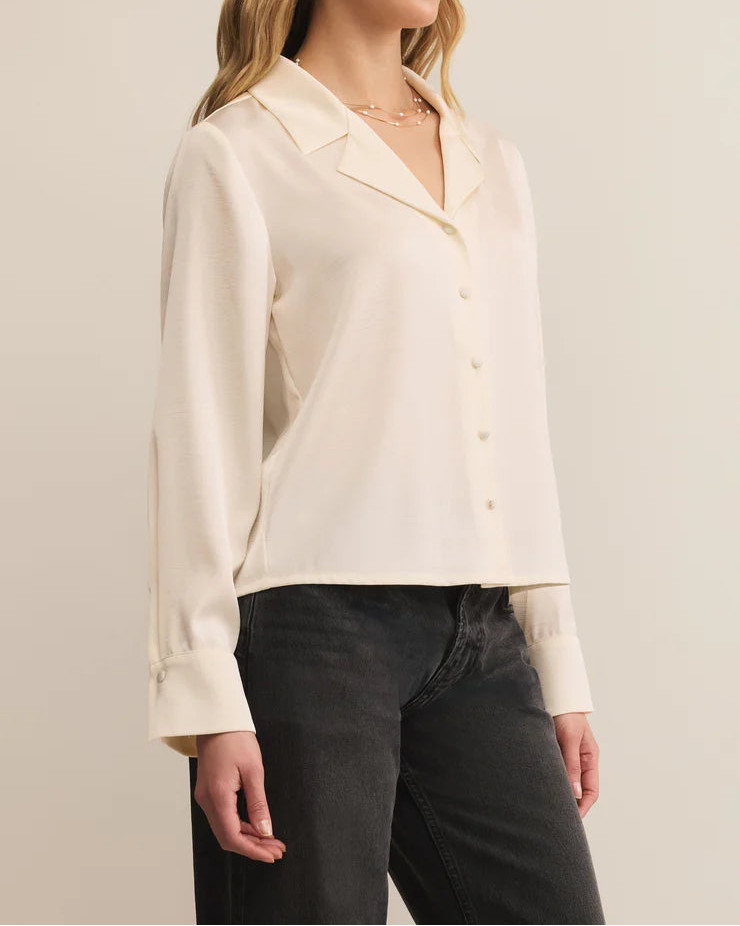 Ana Satin Button Up
