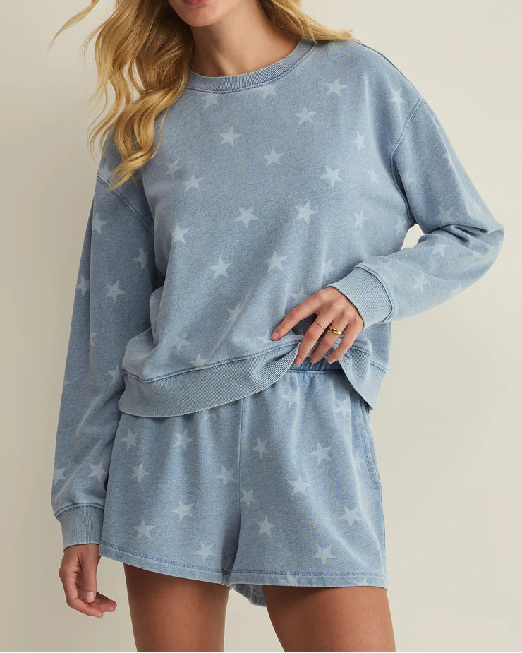 Z Supply Written Stars Denim Sweatshirt