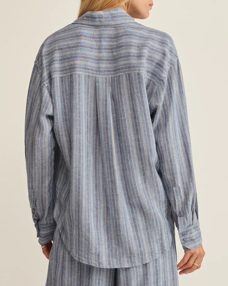 Z Supply Perfect Striped Linen Button Up Shirt
