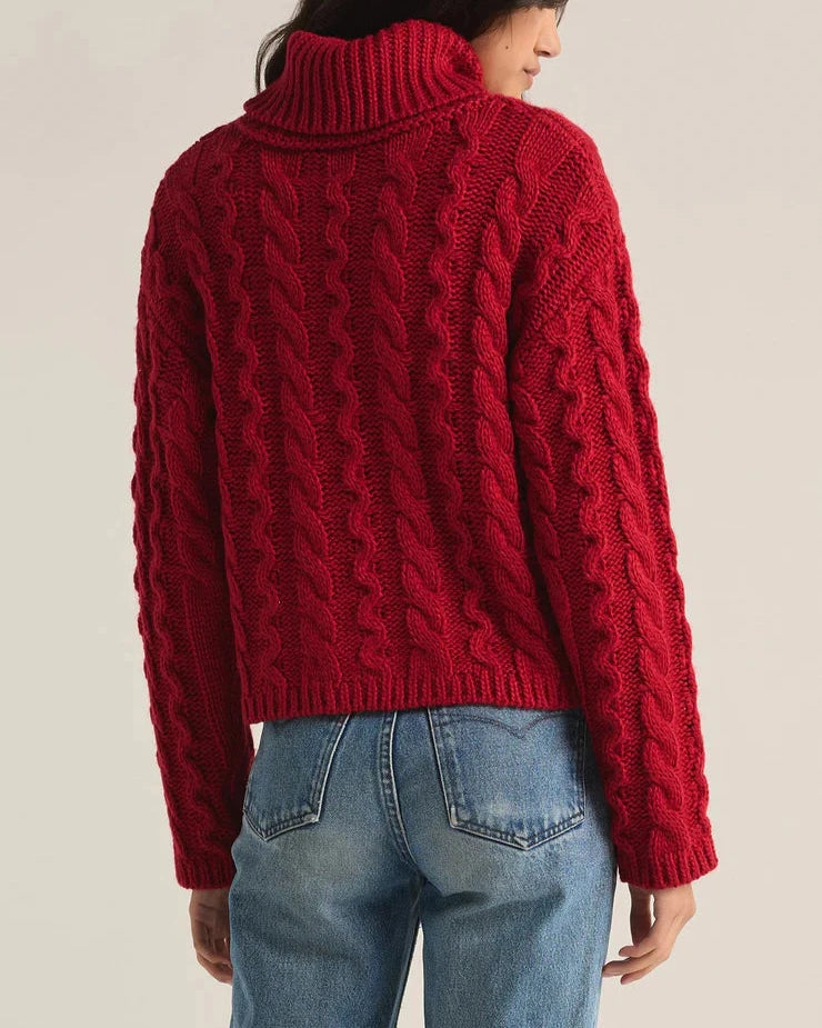 Z Supply Tied To You Cable Knit Turtleneck Sweater