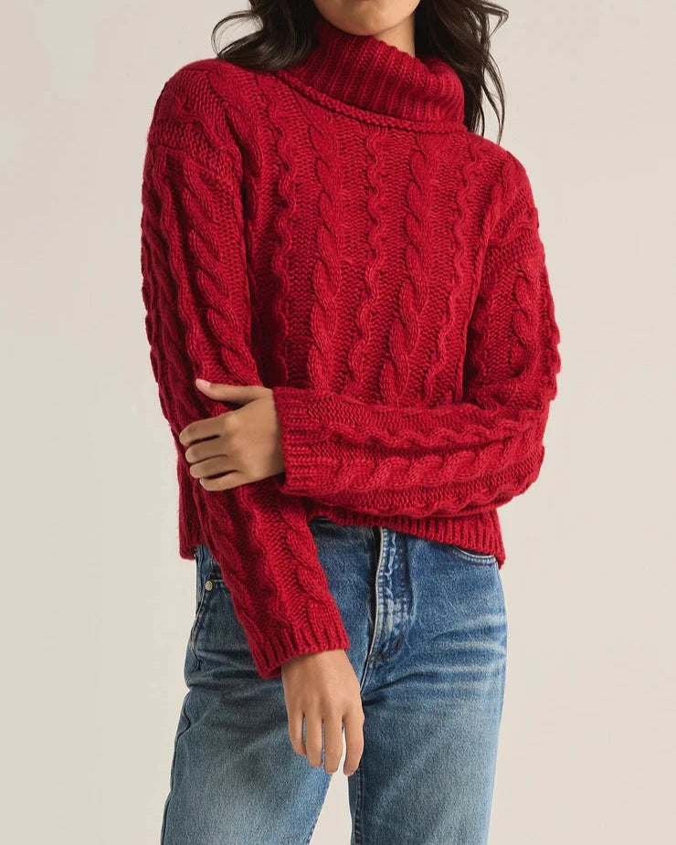 Z Supply Tied To You Cable Knit Turtleneck Sweater