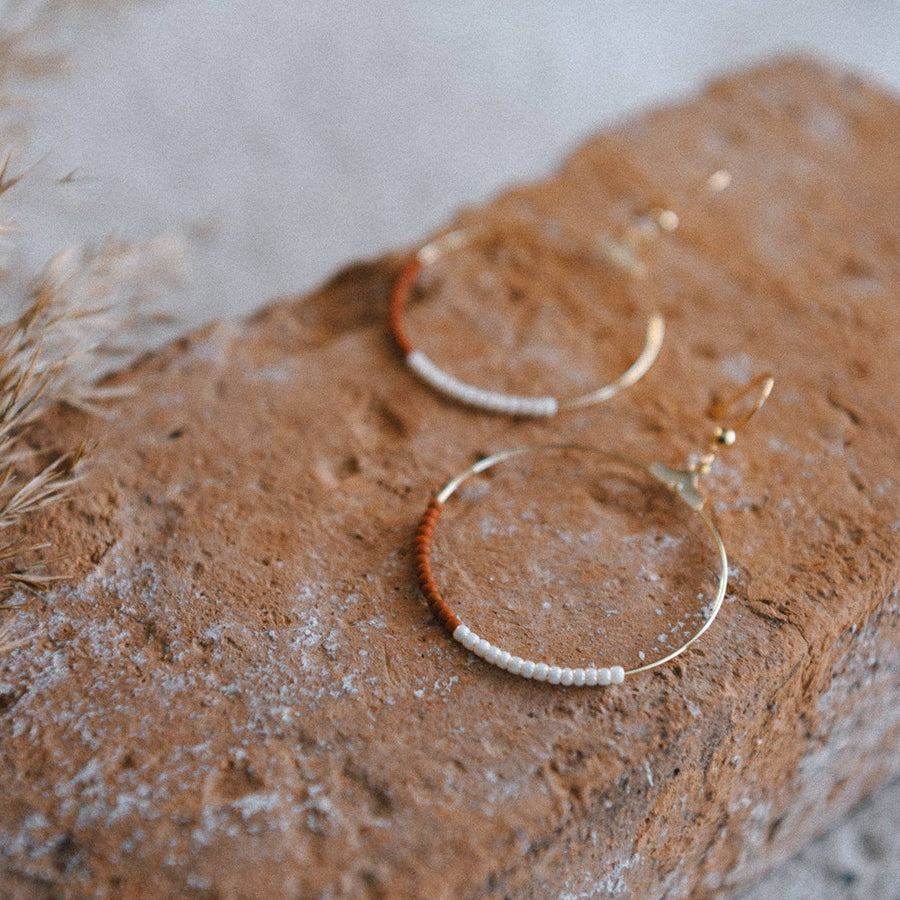 Cecelia Seed Bead Half and Half Hoop Earring