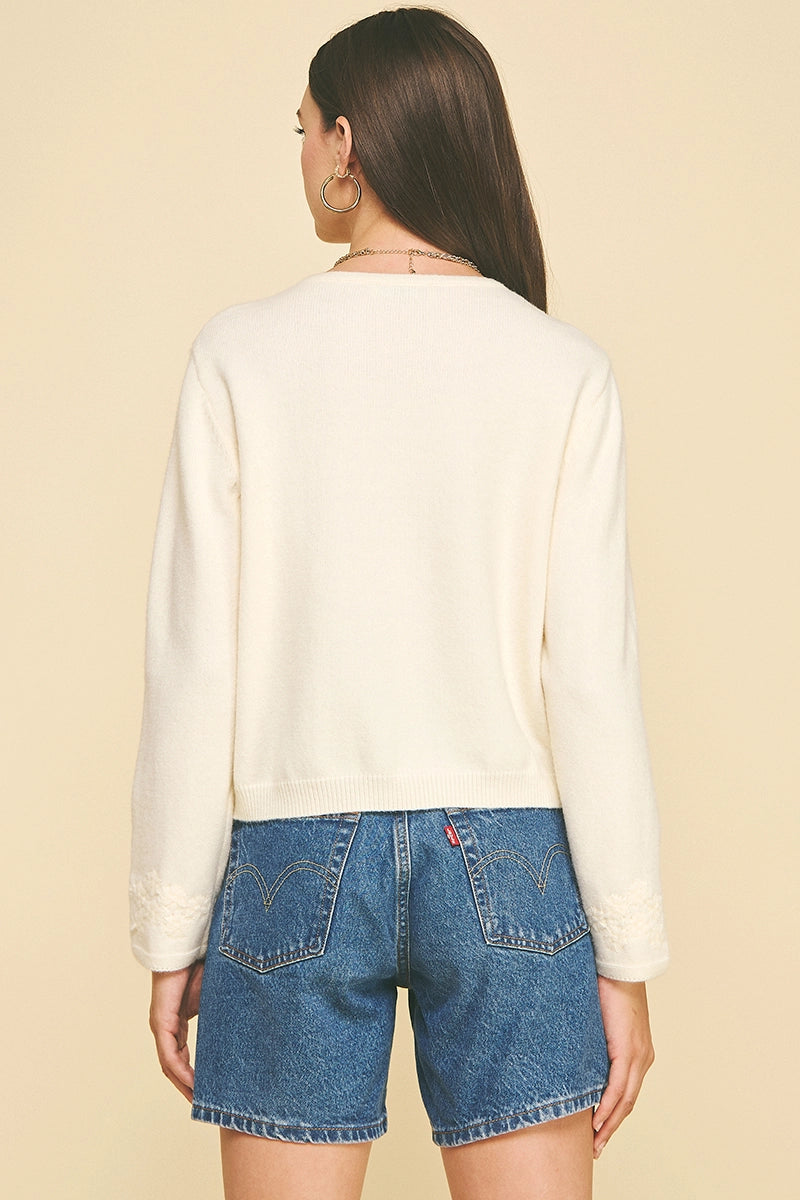 Floral Embroidered Knit Sweater