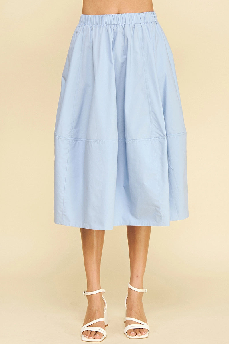Pleated Poplin Midi Skirt