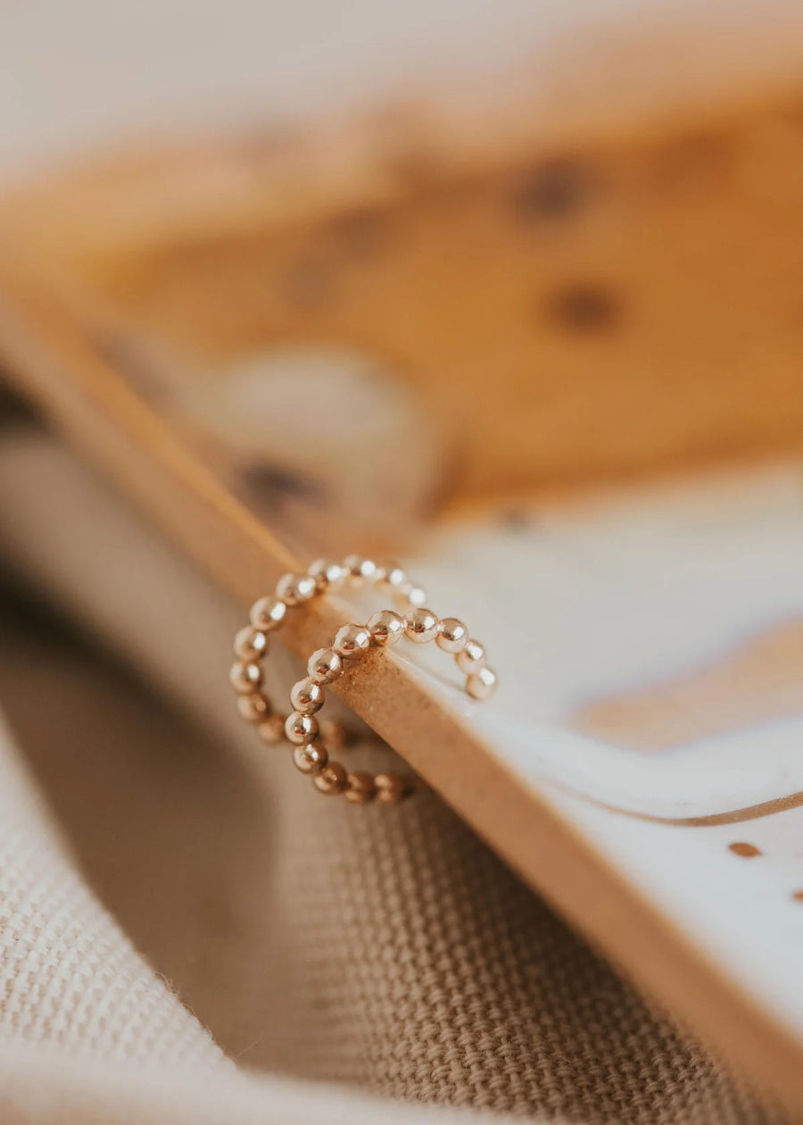 Beaded Huggie Hoops Gold