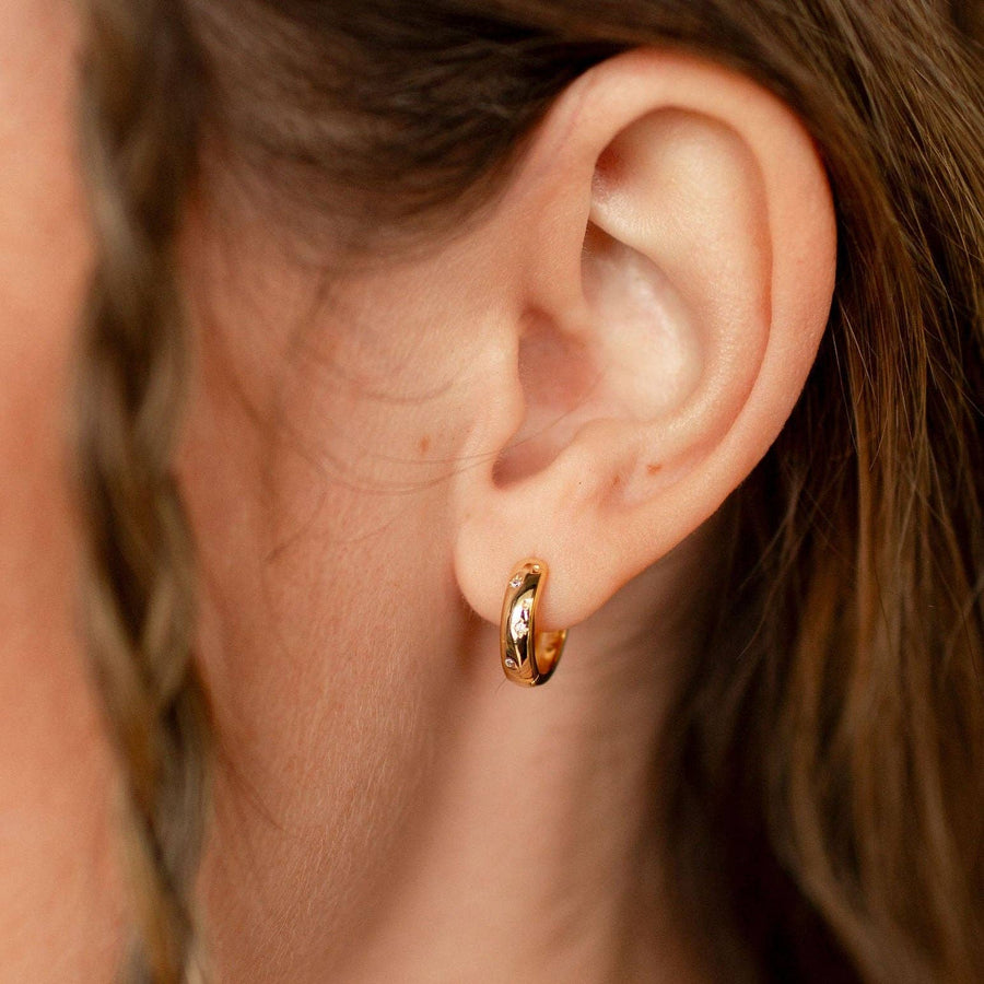 Mauve Jewelry Charli Diamond & Gold Polka Dot Hoops
