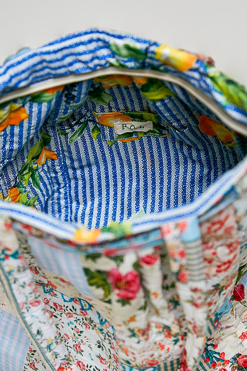 POL Quilted Patchwork Print Shoulder Tote Bag