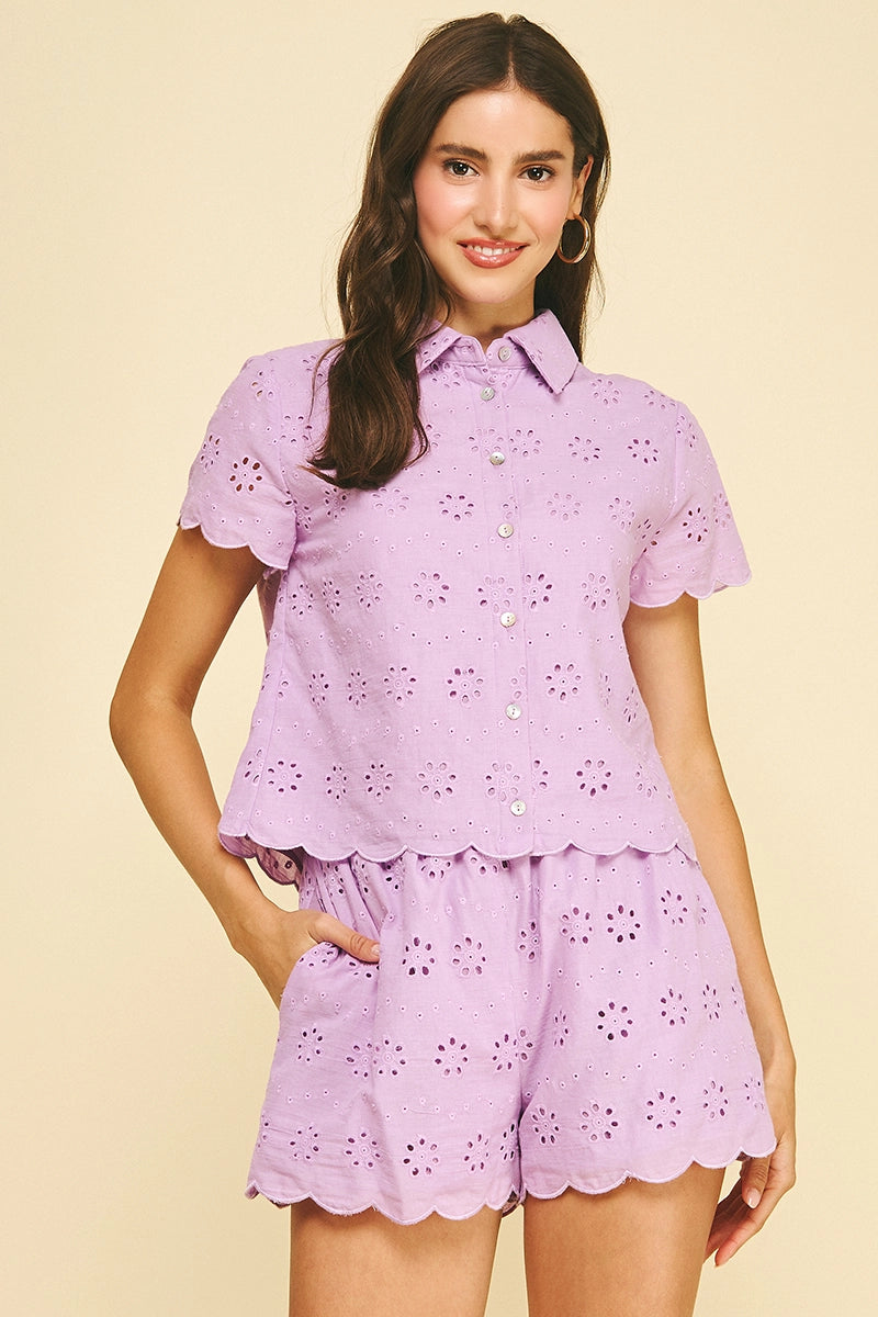 PINCH Eyelet Detailed Button Down Shirt