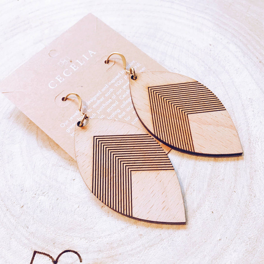 Cecelia Modern Laser Cut Wood Earrings