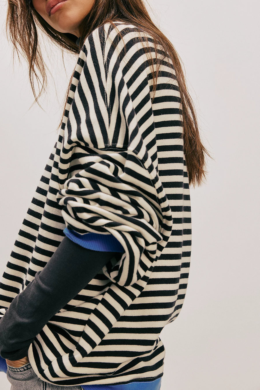 Free People Classic Striped Oversized Crewneck