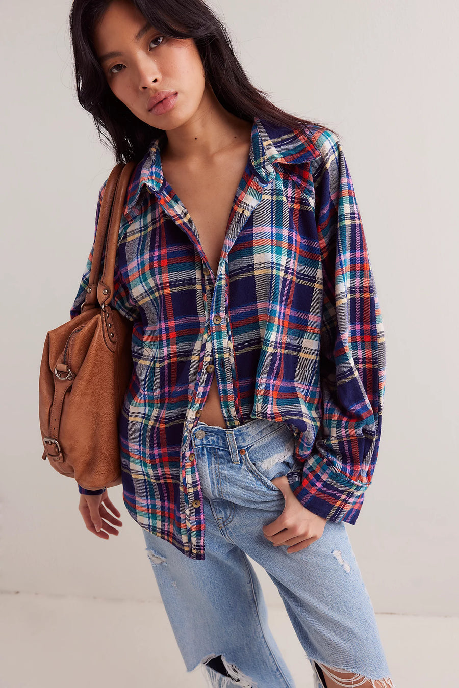 Free People We The Free Girl Meets Boy Plaid Shirt