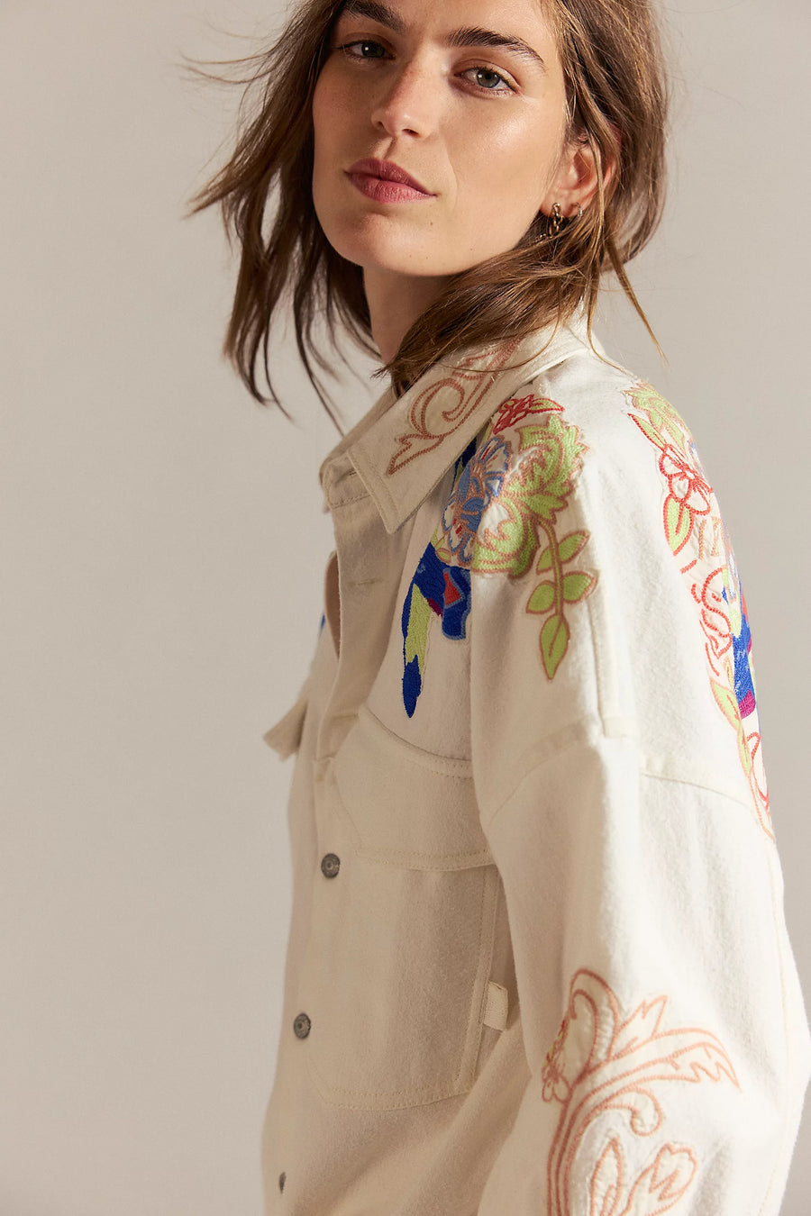 Free People We The Free Take Flight Embroidered Shirt