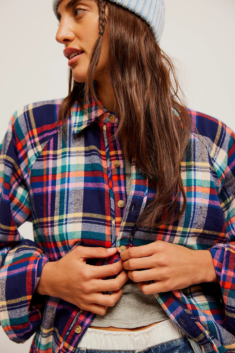 Free People We The Free Girl Meets Boy Plaid Shirt