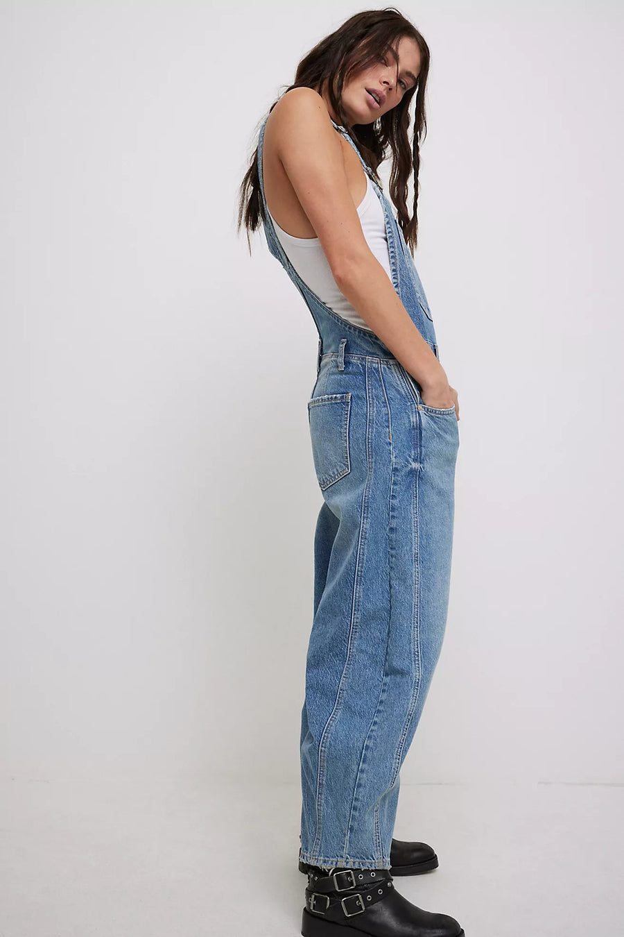 Free People Good Luck Barrel Overalls