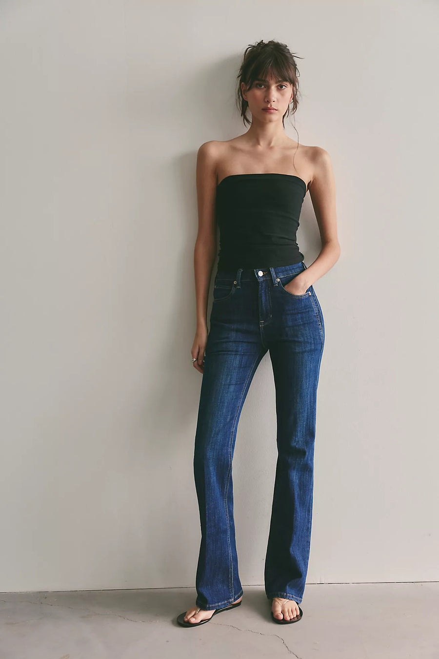 Free People Double Knot High-Rise Straight Bootcut Jeans