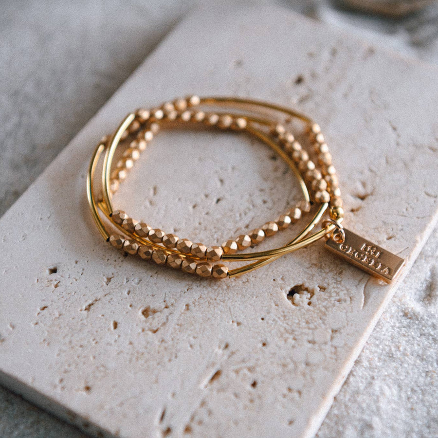 Cecelia Gold Beaded Triple Wrap Bracelet