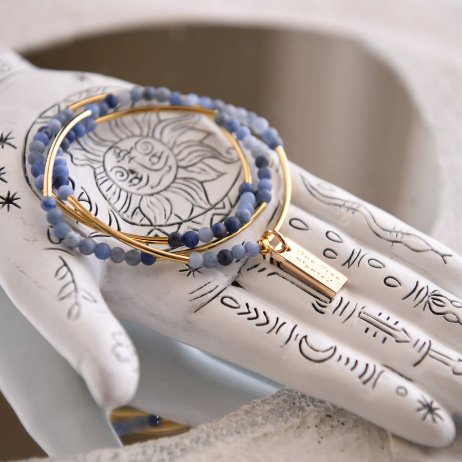Cecelia Gemstone and Gold Plated Triple Wrap Bracelets
