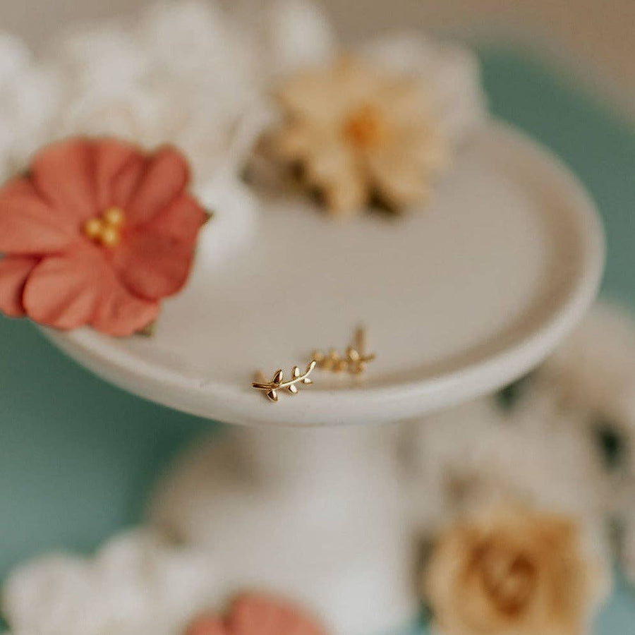 Mauve Jewelry Laurel Gold Leaf Studs