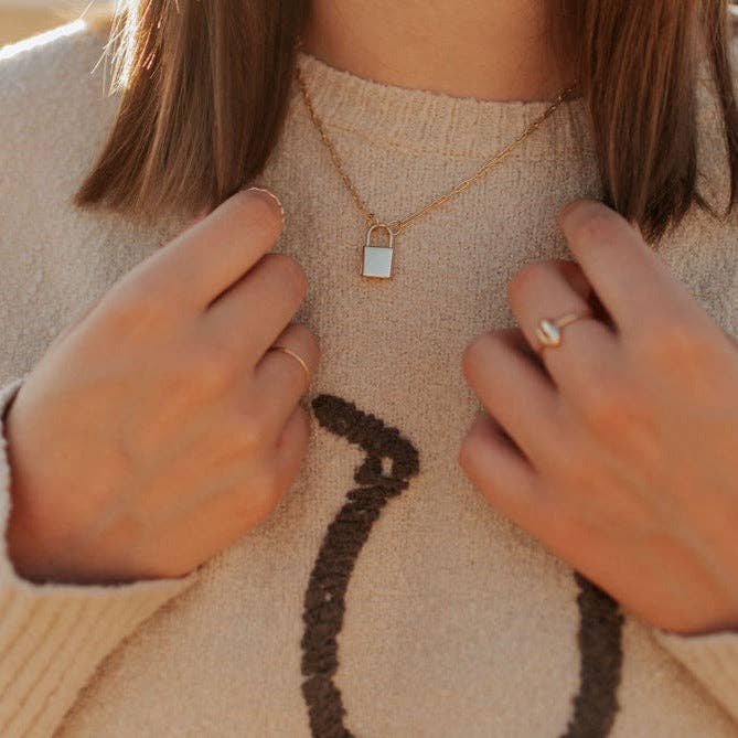 Mauve Jewelry Newport Gold Filled Lock Necklace