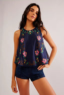 Free People Fun and Flirty Embroidered Top