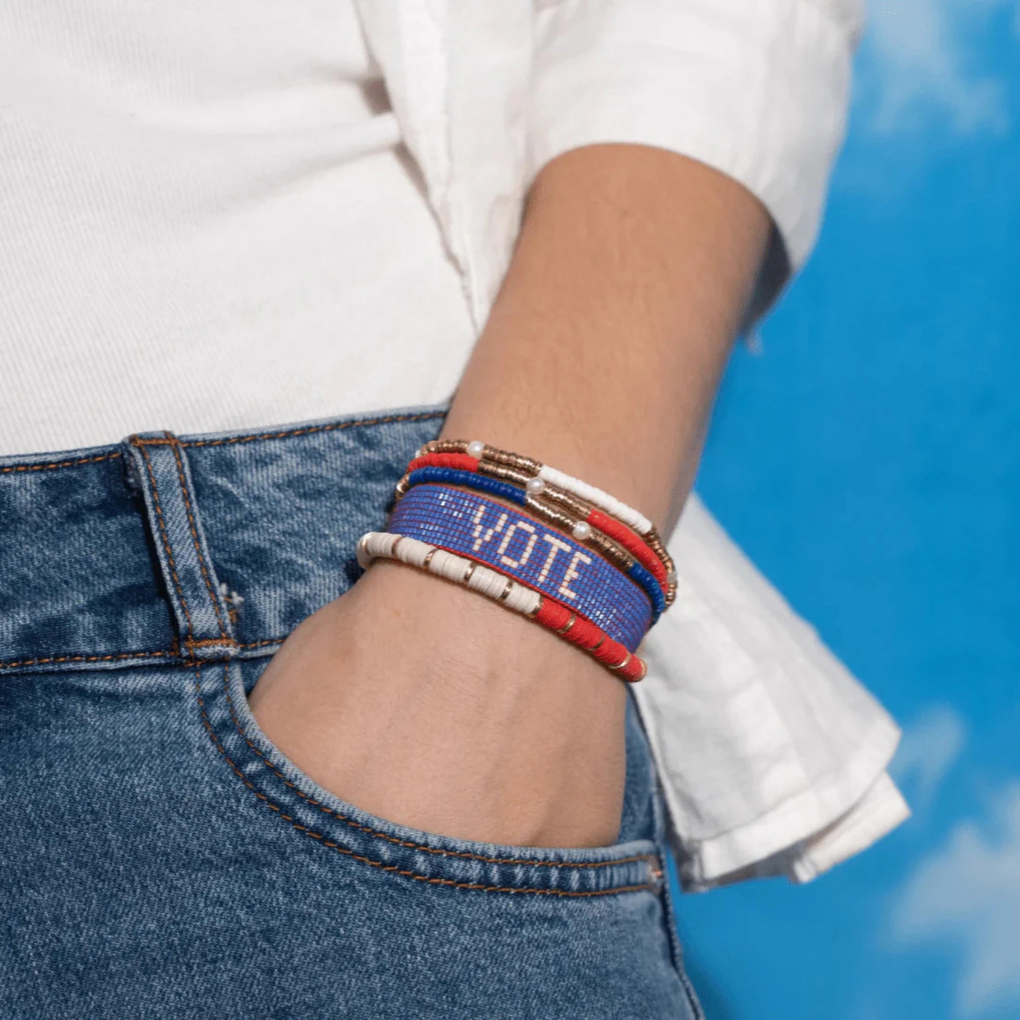 Ink + Alloy Gabby "Vote" Adjustable Beaded Bracelet