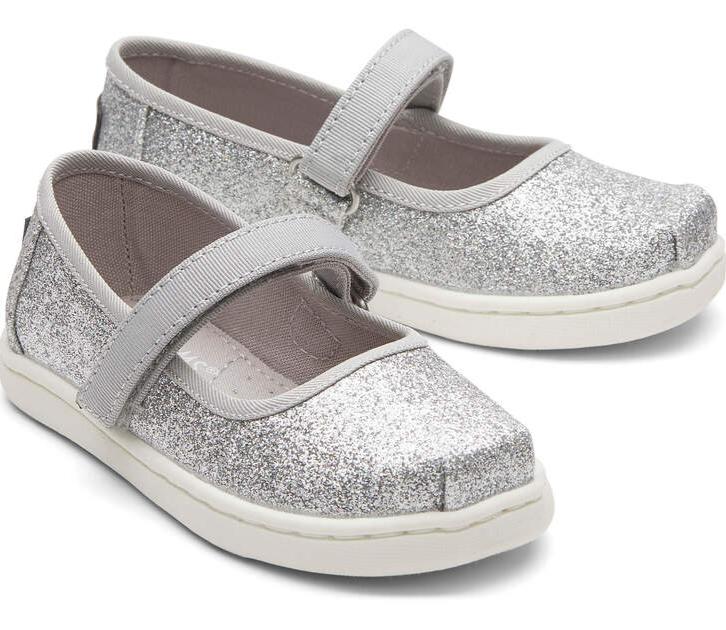 Toms Tiny Mary Jane Silver Toddler Shoe