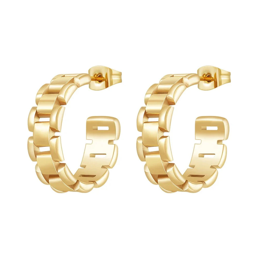 Watch Link Hoop Earrings