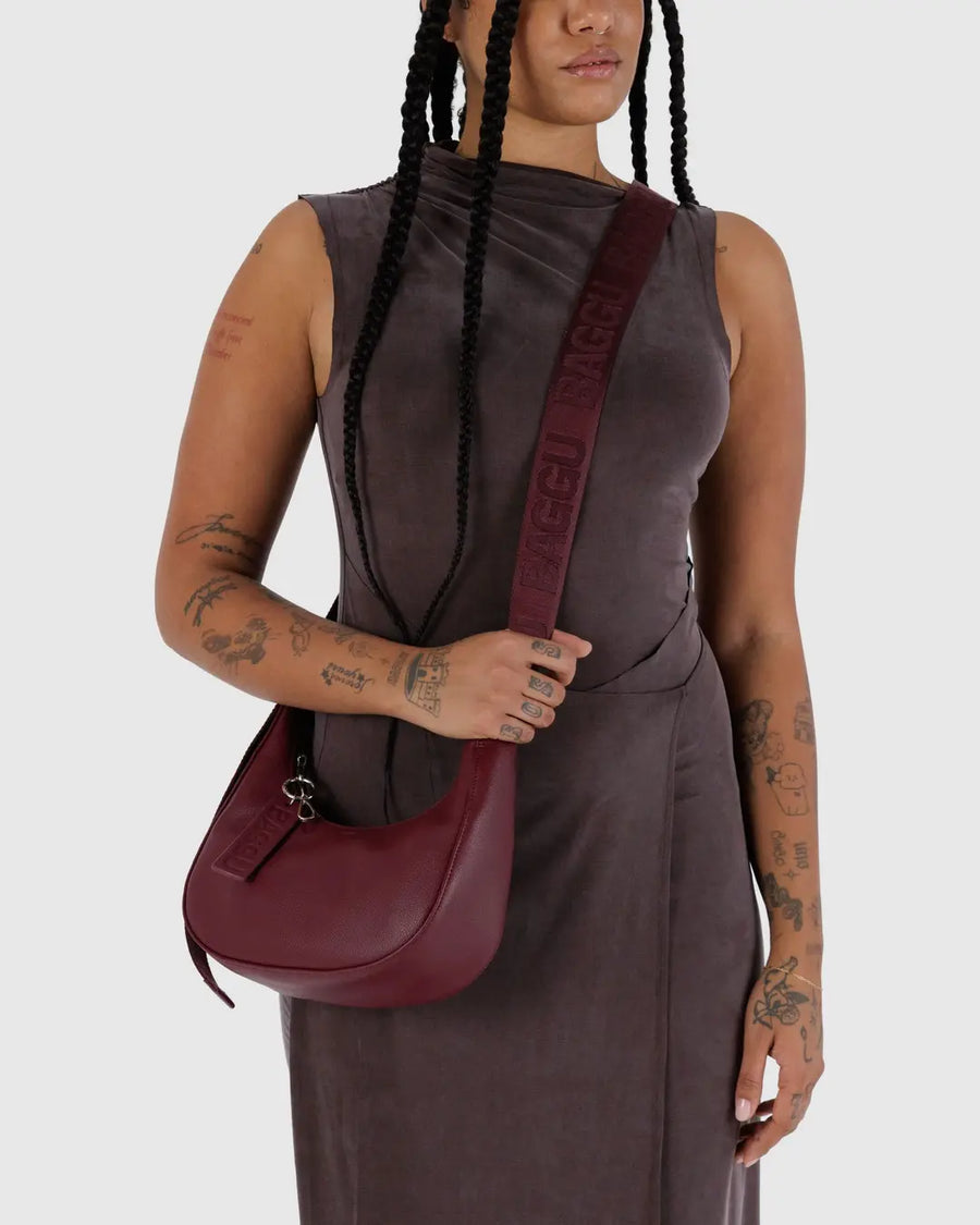 Small Recycled Leather Crescent Bag