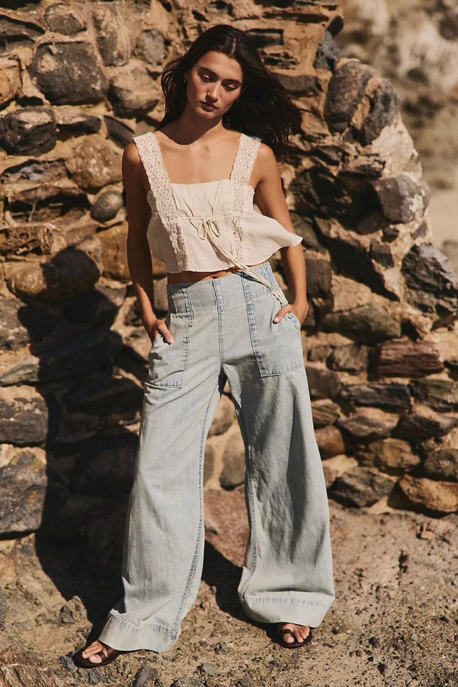 Free People Breezy Denim Pull On Jeans
