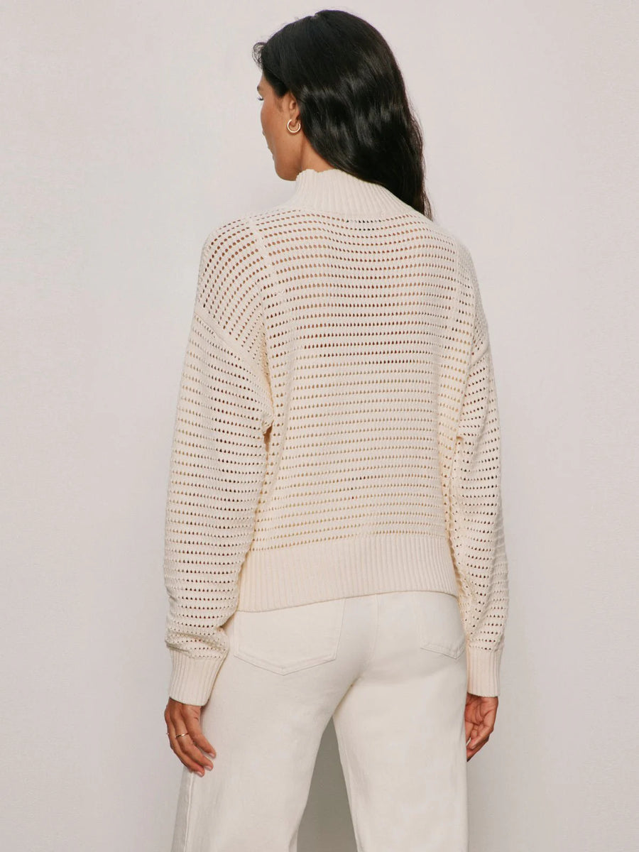 Open Knit Half Zip Sweater