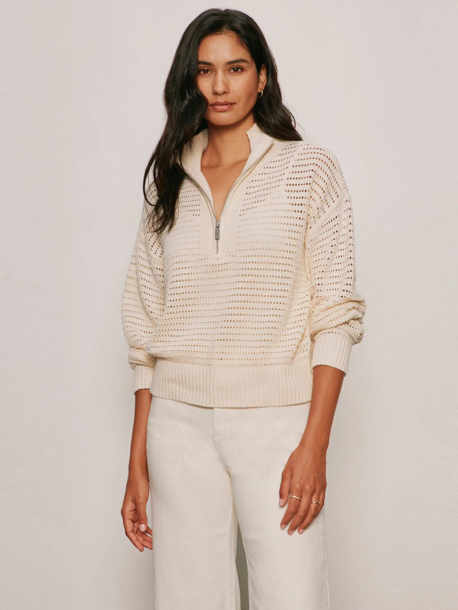 Open Knit Half Zip Sweater