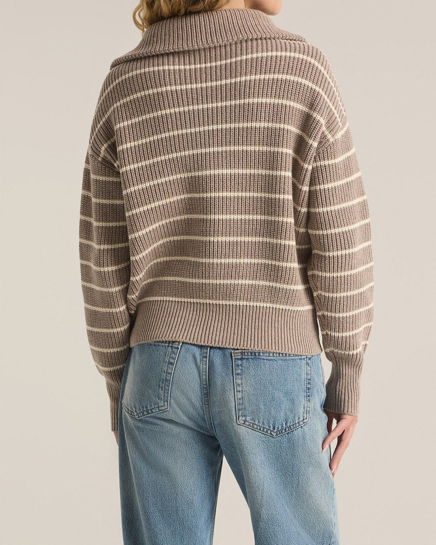 Z Supply Villa Half Zip Stripe Sweater