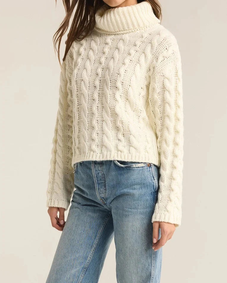 Z Supply Tied To You Cable Knit Turtleneck Sweater