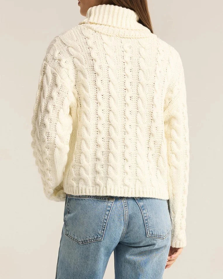 Z Supply Tied To You Cable Knit Turtleneck Sweater