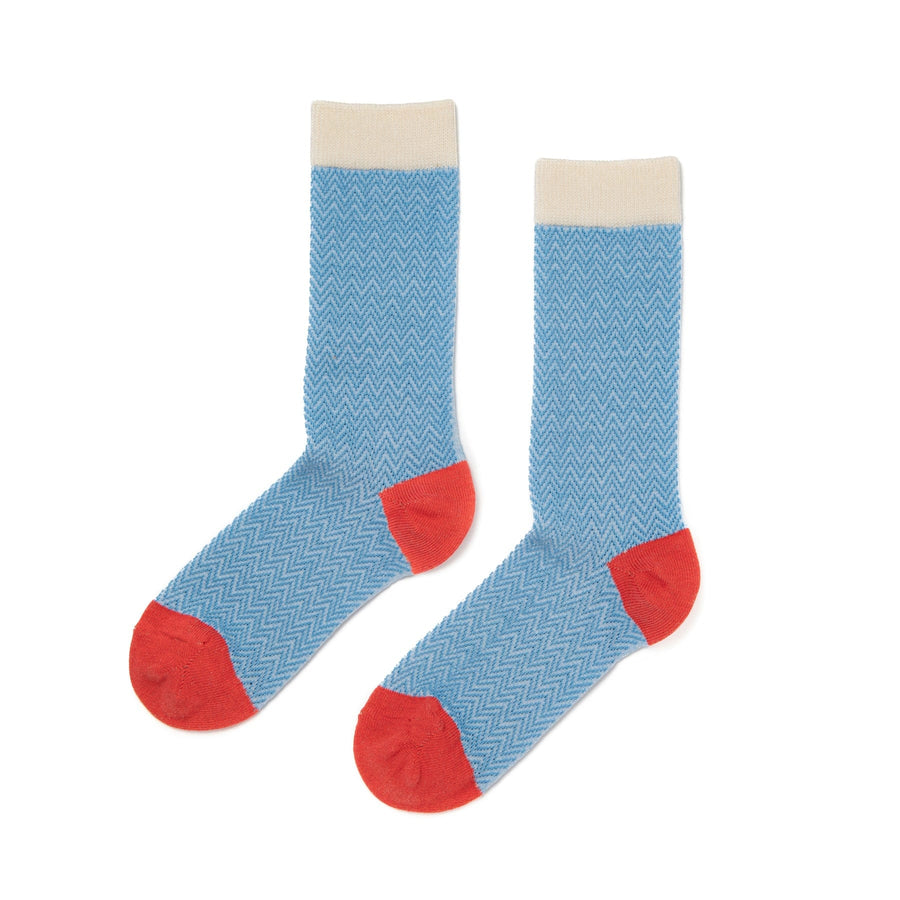 Zkano Signature Textured Herringbone Organic Cotton Crew Socks