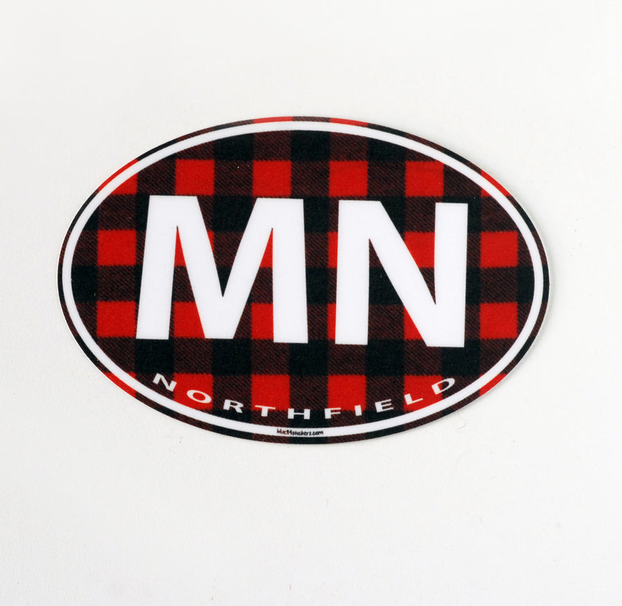 Sticker, Buffalo Plaid MN